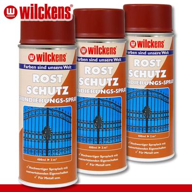 Wilckens 3 x 400 ml Rostschutz Grundierungs-Spray Korrosion außen & innen