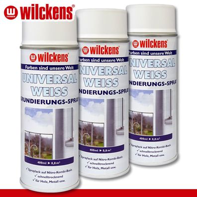 Wilckens 3 x 400 ml Universal Weiss Grundierungs-Spray außen & innen