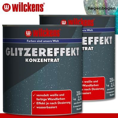 Wilckens 2 x 250 ml Glitzereffekt Konzentrat Regenbogen Additiv für Wandfarben