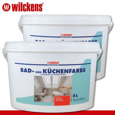 Wilckens 2 x 5 l Bad- und Küchenfarbe Feuchtraum Garage Keller Schimmelschutz