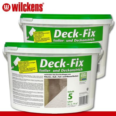 Wilckens 2 x 5 l Deck-Fix Isolier- und Deckanstrich Nikotinflecken Wasserflecken