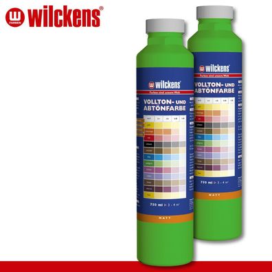 Wilckens 2 x 750 ml Vollton- & Abtönfarbe | Apfelgrün | Wandfarbe wetterbständig