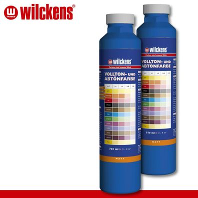 Wilckens 2 x 750 ml Vollton- & Abtönfarbe | Blau | Wandfarbe wetterbständig