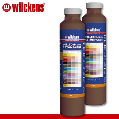 Wilckens 2 x 750 ml Vollton- & Abtönfarbe | Braun | Wandfarbe wetterbständig