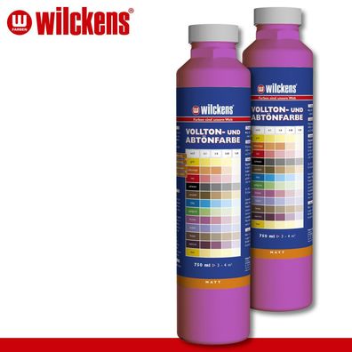 Wilckens 2 x 750 ml Vollton- & Abtönfarbe | Fuchsia | Wandfarbe wetterbständig