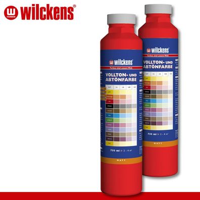 Wilckens 2 x 750 ml Vollton- & Abtönfarbe | Rot | Wandfarbe wetterbständig