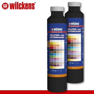 Wilckens 2 x 750 ml Vollton- & Abtönfarbe | Schwarz | Wandfarbe wetterbständig