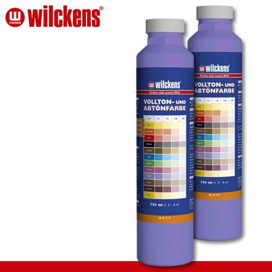 Wilckens 2 x 750 ml Vollton- & Abtönfarbe | Violett | Wandfarbe wetterbständig