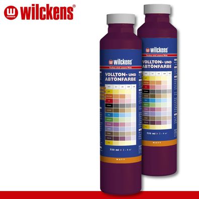 Wilckens 2 x 750 ml Vollton- & Abtönfarbe | Weinrot | Wandfarbe wetterbständig