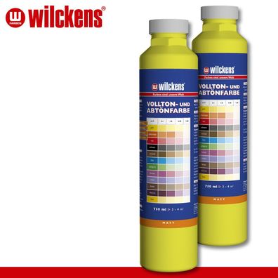 Wilckens 2 x 750 ml Vollton- und Abtönfarbe | Gelb | Wandfarbe wetterbständig