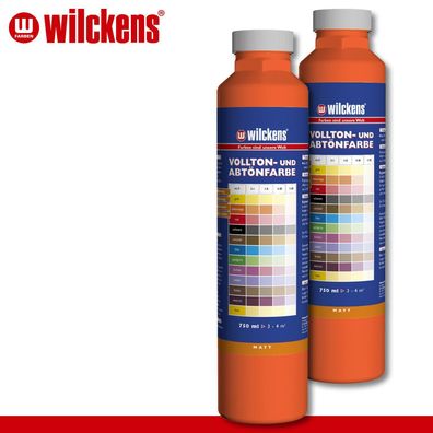 Wilckens 2x 750 ml Vollton- & Abtönfarbe | Reinorange | Wandfarbe wetterbständig