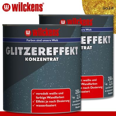 Wilckens 2x250ml Glitzereffekt Konzentrat Gold Additiv f. wasserbasierte Farben