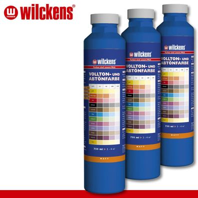 Wilckens 3 x 750 ml Vollton- & Abtönfarbe | Blau | Wandfarbe wetterbständig