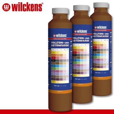 Wilckens 3 x 750 ml Vollton- & Abtönfarbe | Caramel | Wandfarbe wetterbständig