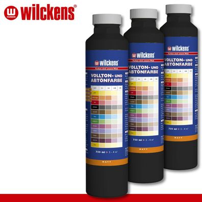 Wilckens 3 x 750 ml Vollton- & Abtönfarbe | Schwarz | Wandfarbe wetterbständig