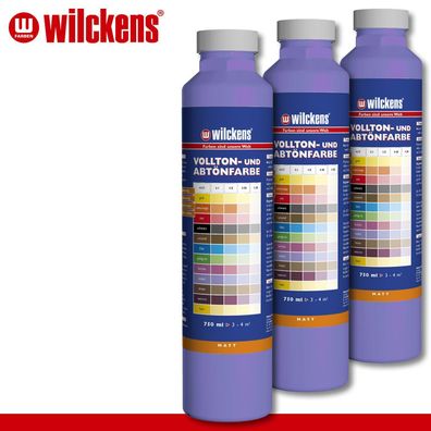 Wilckens 3 x 750 ml Vollton- & Abtönfarbe | Violett | Wandfarbe wetterbständig