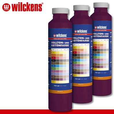 Wilckens 3 x 750 ml Vollton- & Abtönfarbe | Weinrot | Wandfarbe wetterbständig