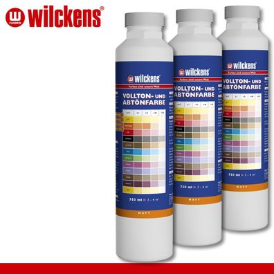 Wilckens 3 x 750 ml Vollton- und Abtönfarbe | Weiß | Wandfarbe wetterbständig