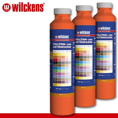 Wilckens 3x 750 ml Vollton- & Abtönfarbe | Reinorange | Wandfarbe wetterbständig