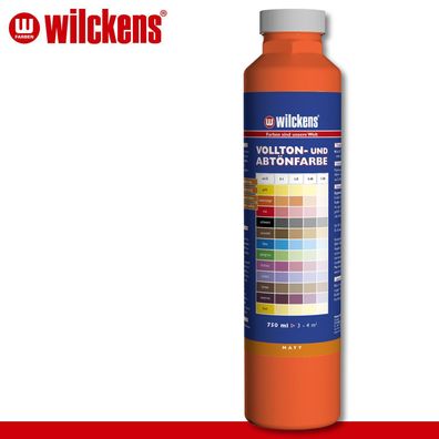 Wilckens 750 ml Vollton- und Abtönfarbe | Reinorange | Wandfarbe wetterbständig