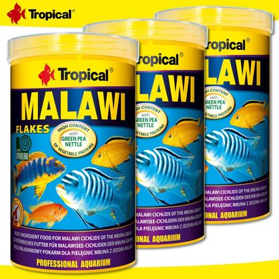 Tropical 3 x 1000 ml Malawi Flakes | Für Malawisee-Cichliden der Mbuna-Gruppe