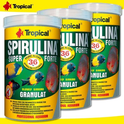 Tropical 3 x 1000 ml Spirulina Super Forte 36% Granulat