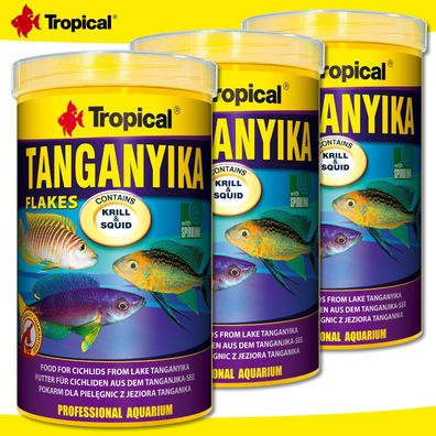 Tropical 3 x 1000 ml Tanganyika Flakes | Für Cichliden aus dem Tanganjikasee
