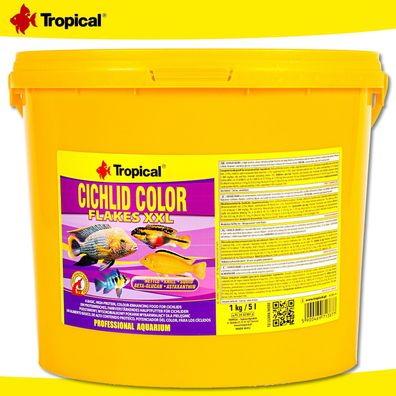 Tropical 5 l Cichlid Color Flakes XXL | Farbverstärkendes Hauptfutter