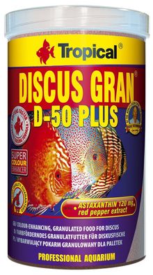 Tropical Discus Gran D - 50 Plus 1 Liter Diskus Granulat Farbfutter