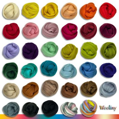 Wooliny 100 g Filzwolle Merinowolle Märchenwolle | 35 Farben zur Auswahl