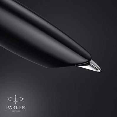 Parker 51 Füller | Schwarzer Schaft mit Chromfarbenen Zierteilen | Füllfederhalter...