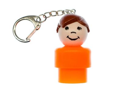 Fisher Price Little People Figur Vintage Retro Schlüsselanhänger Junge orange