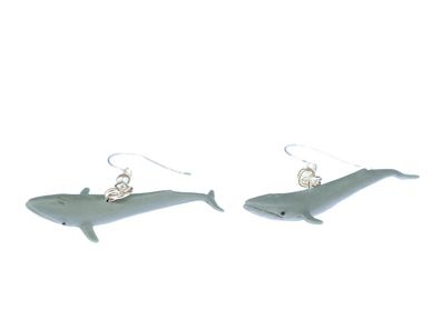 Blauwal Ohrringe Miniblings Hänger Wal Fisch Meer Ozean Walfisch grau