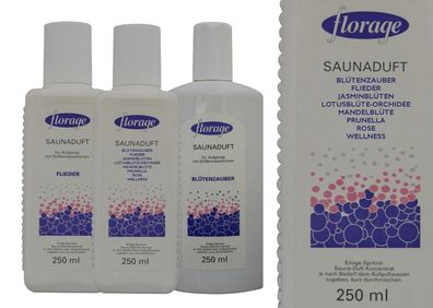 florage Saunaduft Konzentrat 250ml BLUMIG | 9 Sorten Sauna Aufguss Aroma Zubehör
