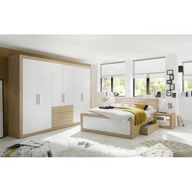 Schlafzimmer inkl. Kleiderschrank, Bett und 2 Nachtkommoden Fernando Artisan E...