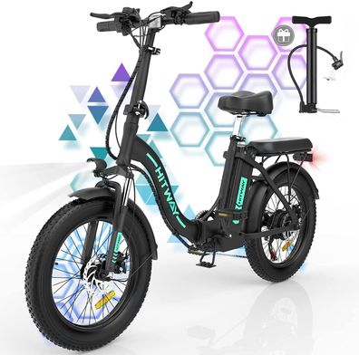E-Bike Fat Reifen 20", Elektrofahrrad Mit 48V 10Ah Batterie, E-Bike für Herren Damen