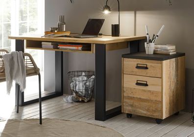 Schreibtisch Set mit Rollcontainer Büro Arbeitszimmer Möbelset Used Wood Stove