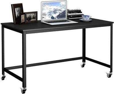 Schreibtisch rollbar, Computertisch mit stabilem Metallrahmen Arbeitstisch