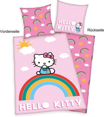 Hello Kitty Regenbogen Wende Bettwäsche Rainbow 80 x 80 cm / 135 x 200 cm