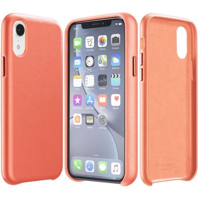 Cellularline Elite Apple iPhone XR Kunsleder Backcover Hülle Case Tasche Orange