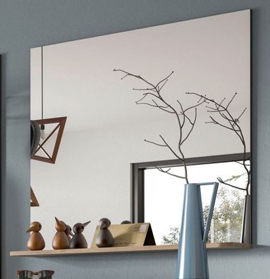 Wandspiegel Garderobenspiegel Eiche und grau Spiegel mit Ablage 90 x 84 cm Mason
