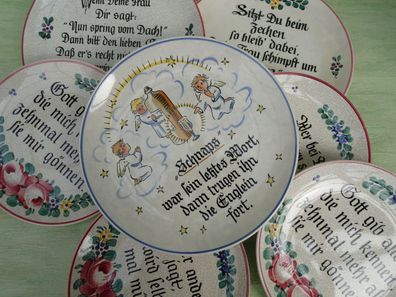 Wandteller mit Sprüchen Spruch Wächtersbach Keramik West Germany - Auswahl -