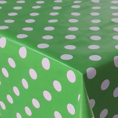 PVC Tischdecke Dottie grün Punkte weiss Wachstuch • Breite & Länge wählbar