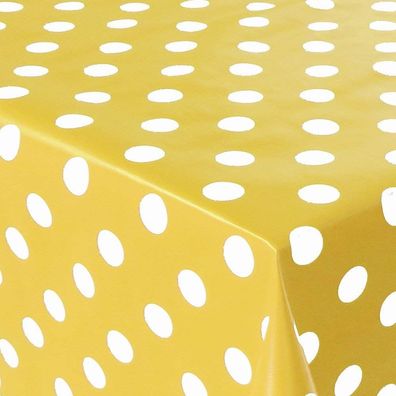 PVC Tischdecke Dottie gelb Punkte Wachstuch • Eckig • Länge & Breite wählbar
