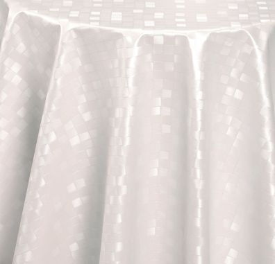 PVC Tischdecke Damask Karo weiss Wachstuch • Breite & Länge wählbar • glänzend