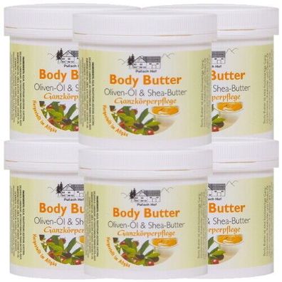 Body Butter Ganzkörperpflege Creme Oliven-Öl Shea-Butter Pullach Hof 250ml 6er P