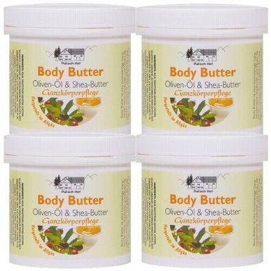 Body Butter Ganzkörperpflege Creme Oliven-Öl Shea-Butter Pullach Hof 250ml 4er P