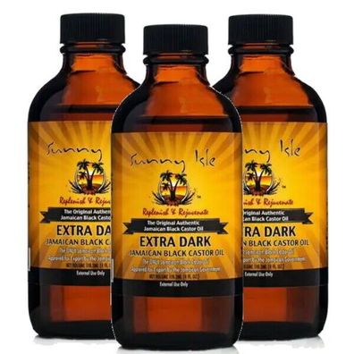 Sunny Isle Jamaican Black Castor Oil Extra Dark schwarze Rizinusöl 118ml 3er P