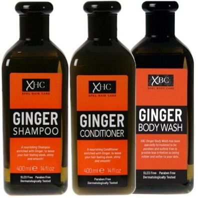 XHC GINGER INGWER Shampoo & Conditioner + Duschgel Set je 400ml Paraben Free