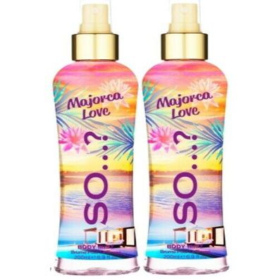 SO...? Majorca LOVE Body Mist Parfum Spray 200 ml WoW 2er Pack